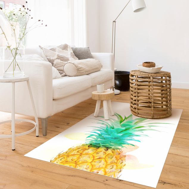 Teppich modern Ananas Aquarell