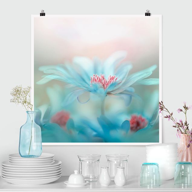 Poster - Zarte Blüten in Pastell - Quadrat 1:1