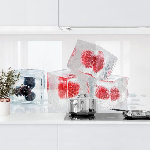 Platte Küchenrückwand Früchte im Eiswürfel