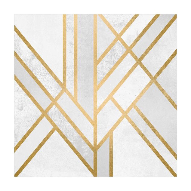 Teppich gold Art Deco Geometrie Weiß Gold