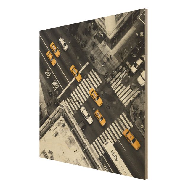 Holzbild - New York City Cabs - Quadrat 1:1