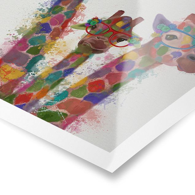 Poster kaufen Regenbogen Splash Giraffen-Trio
