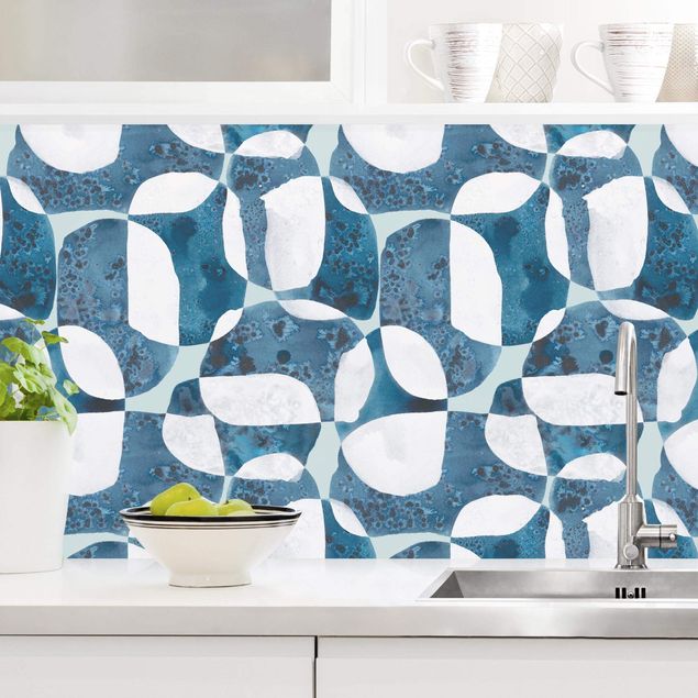 Platte Küchenrückwand Lebende Steine Muster in Blau II