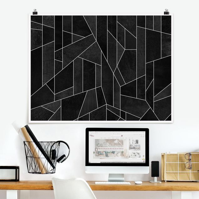 abstrakte Kunst Poster Schwarz Weiß Geometrie Aquarell