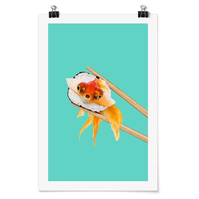 Moderne Poster Sushi mit Goldfisch