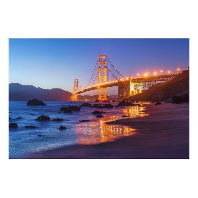 Alu-Dibond - Golden Gate Bridge am Abend - Hochformat