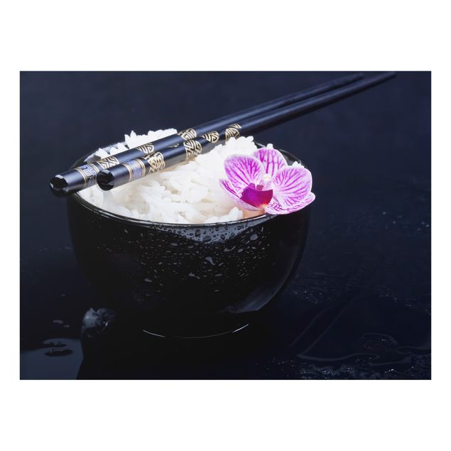 Küchenspritzschutz Reisschale mit Orchidee