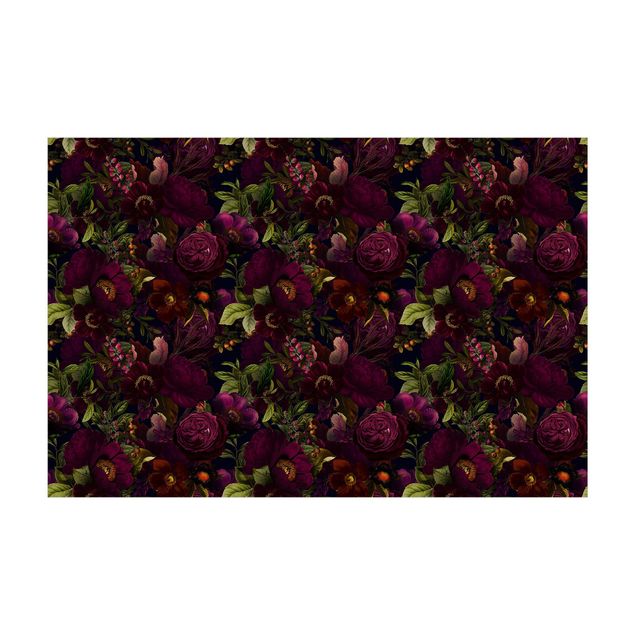 Teppich violett Lila Blüten Dunkel