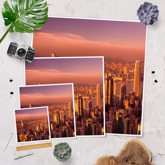 Poster - Hongkong Sunset - Quadrat 1:1
