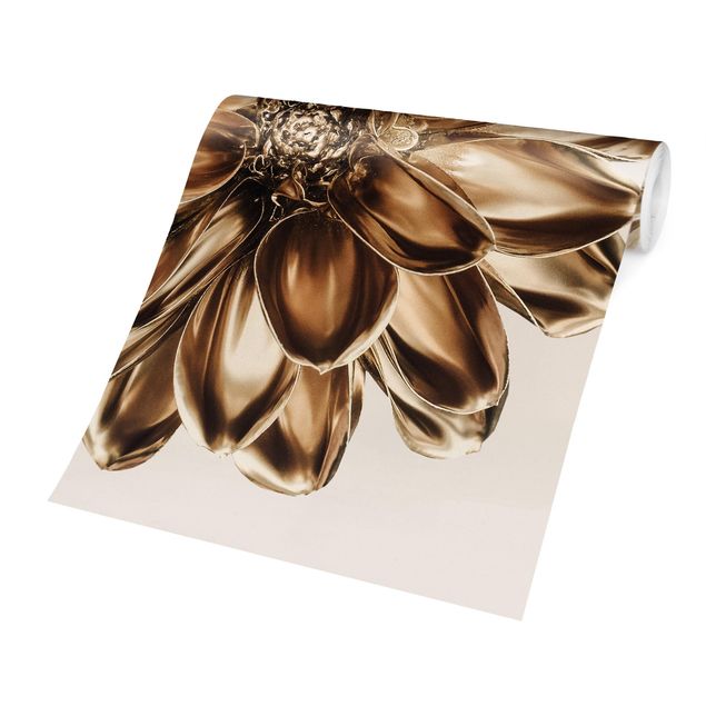 selbstklebende Tapete Dahlie Blume Gold Metallic