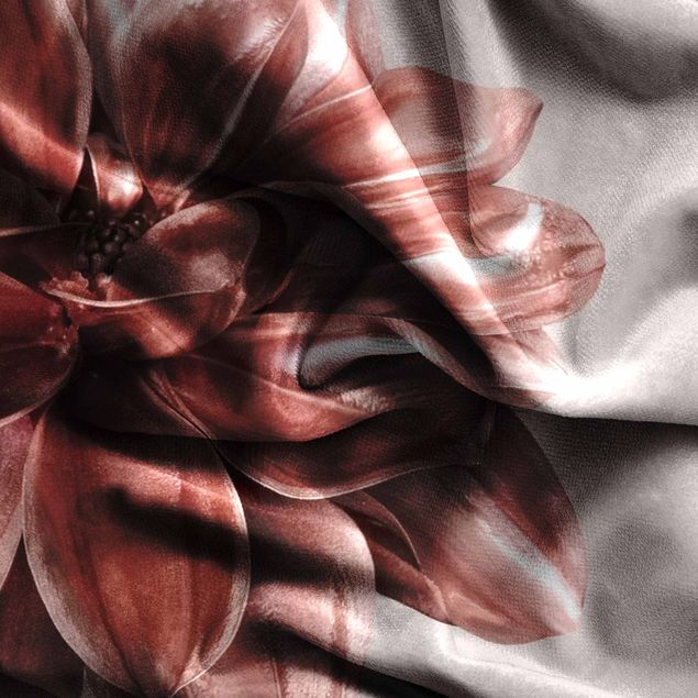 Vorhang blickdicht Dahlie Blume Rosegold Metallic