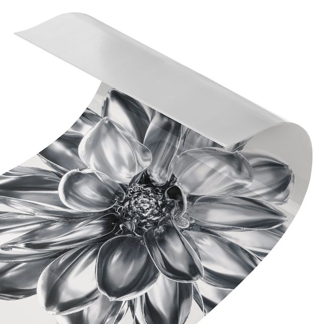 Duschrückwand - Dahlie Blume Silber Metallic