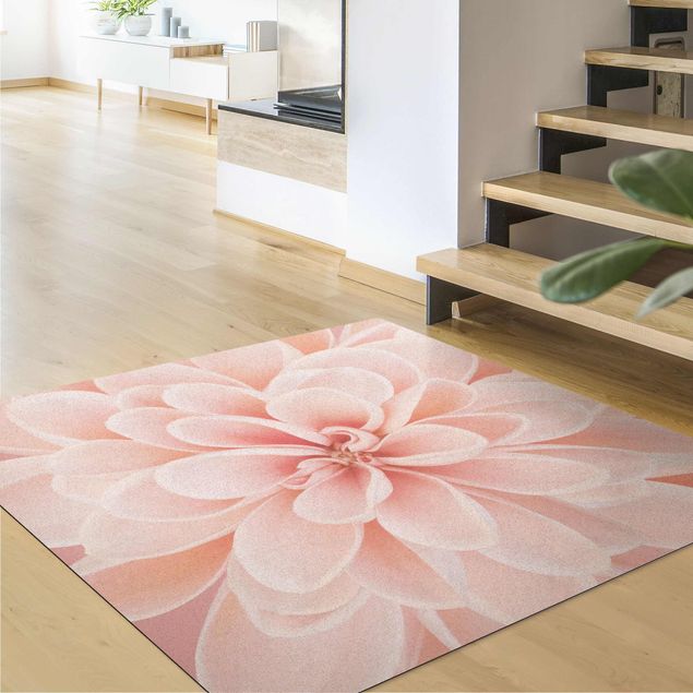 Teppich Blumenmuster Dahlie in Pastellrosa