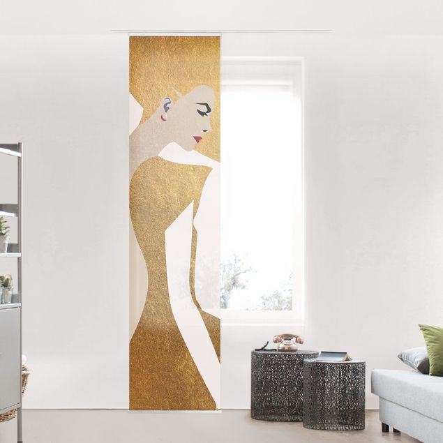 Kubistika Poster Dame mit Hut in Gold