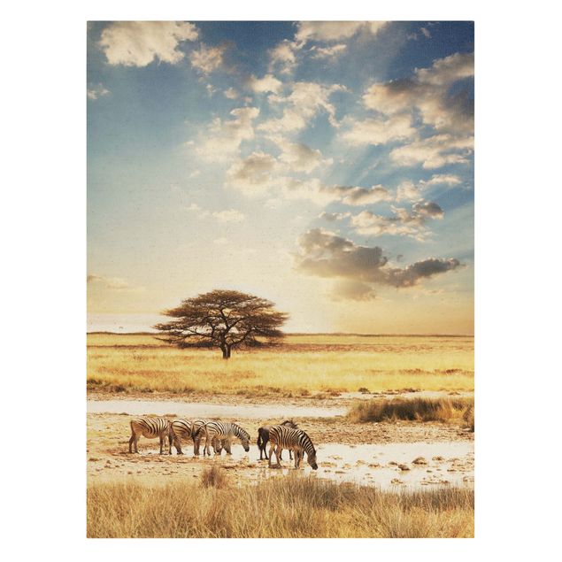 Leinwandbild Natur - Das Leben der Zebras - Hochformat 3:4
