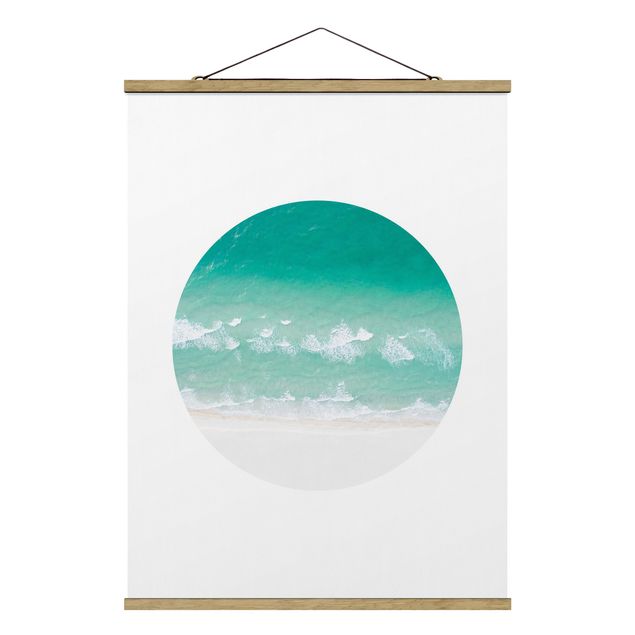 Stoffbild mit Posterleisten - Das Meer im Kreis - Hochformat 3:4