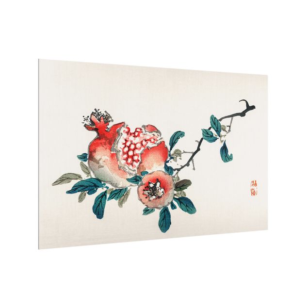 Spritzschutz Asiatische Vintage Zeichnung Granatapfel