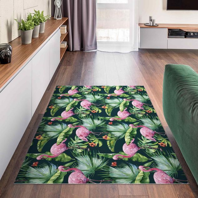 Outdoor Teppich Tropical Flamingo pattern