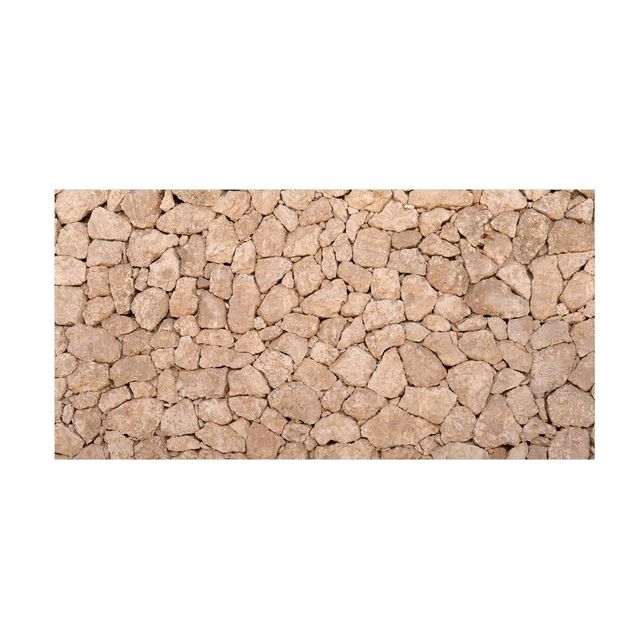 Vinyl-Teppich - Apulia Stone Wall - Alte Steinmauer aus großen Steinen - Querformat 2:1