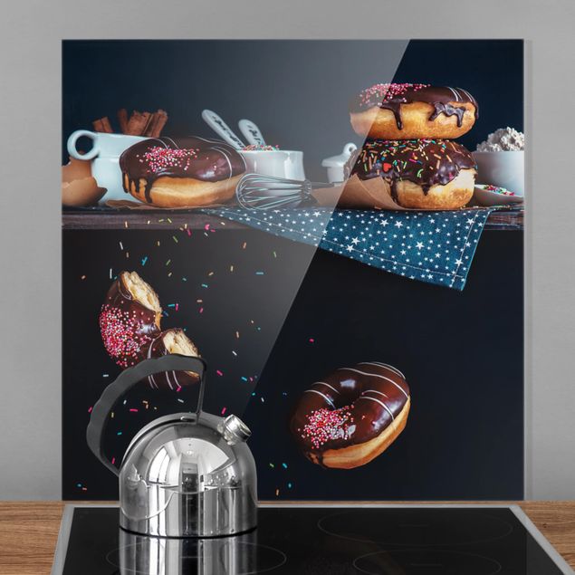 Spritzschutz Backen & Kaffee Donuts vom Küchenregal