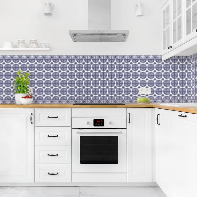 Küche Wandpaneel Geometrischer Fliesenmix Kreise Violett
