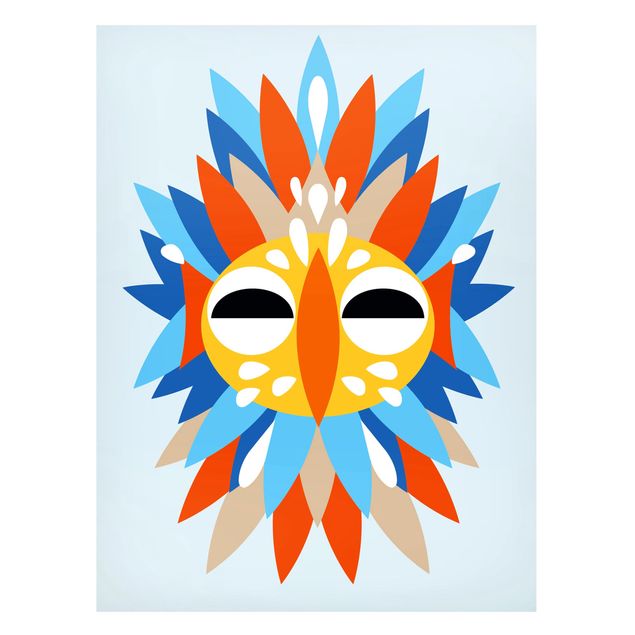 Magnettafel - Collage Ethno Maske - Papagei - Memoboard Hochformat 4:3