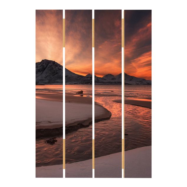 Holzbild - Goldener Sonnenuntergang - Hochformat 3:2