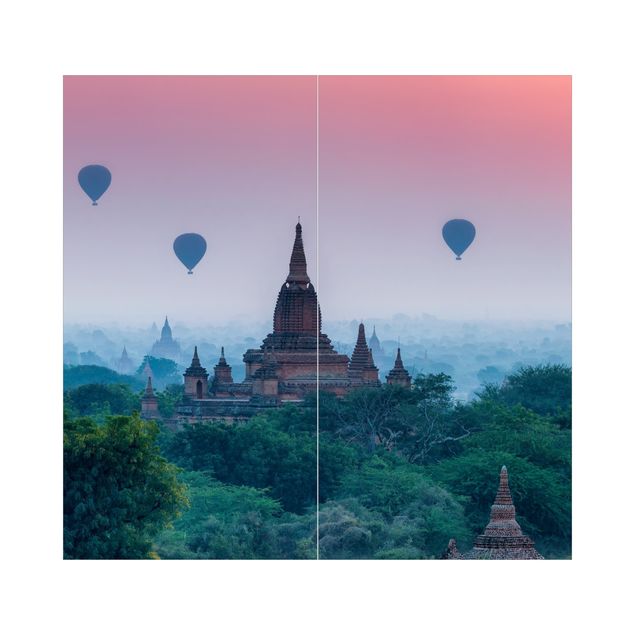 Duschrückwand - Heißluftballons über Tempelanlage