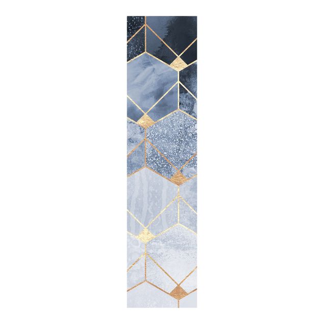 Schiebegardinen Set - Elisabeth Fredriksson - Blaue Geometrie goldenes Art Deco - 6 Flächenvorhänge