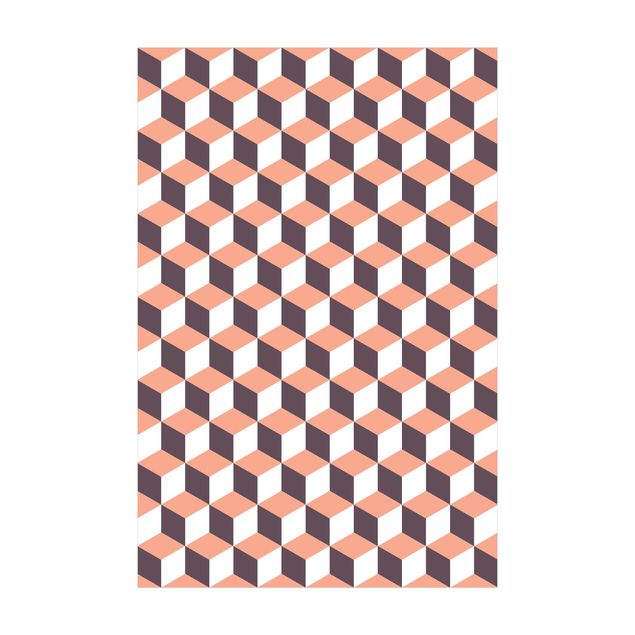 Teppich orange Geometrischer Fliesenmix Würfel Orange