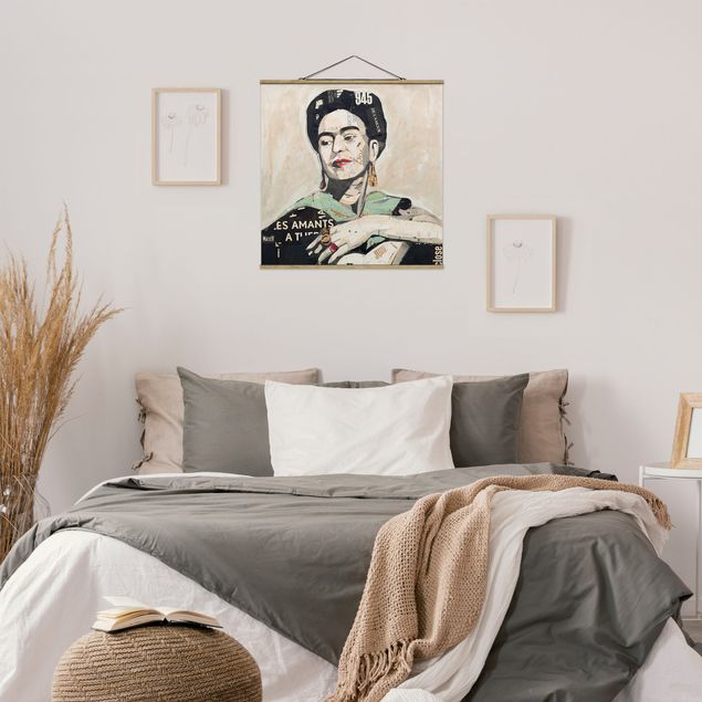 Stoffbild mit Posterleisten - Frida Kahlo - Collage No.4 - Quadrat 1:1