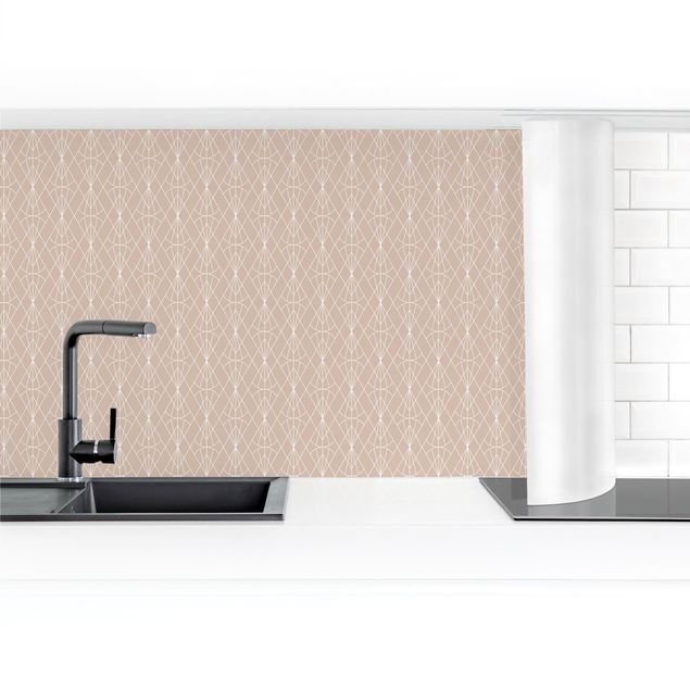 Küchenrückwand selbstklebend Art Deco Diamant Muster vor Beige XXL II