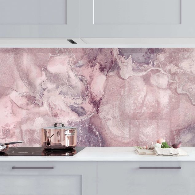 Platte Küchenrückwand Farbexperimente Marmor Violett
