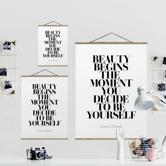 Stoffbild mit Posterleisten - Be yourself Coco Chanel - Hochformat 3:4