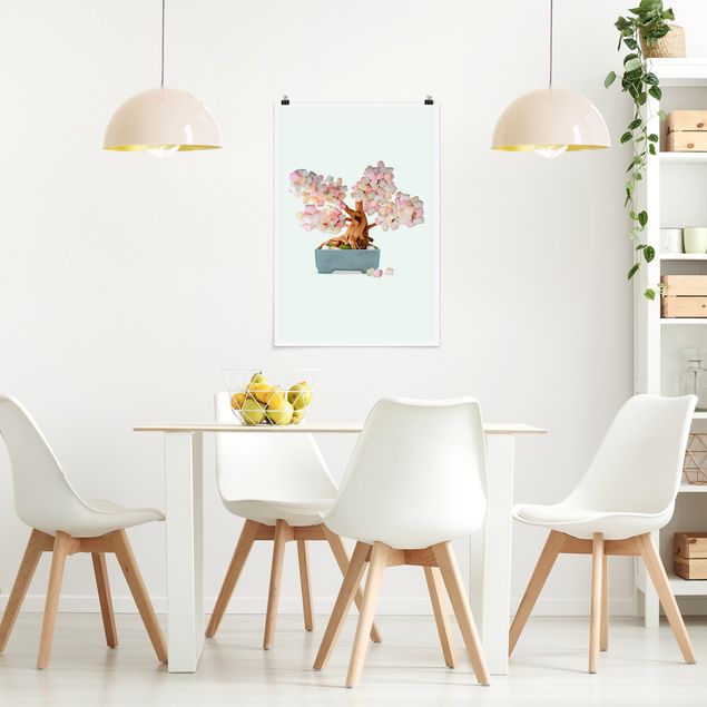 Moderne Poster Bonsai mit Marshmallows