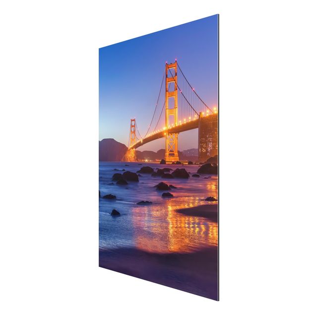Alu-Dibond - Golden Gate Bridge am Abend - Querformat