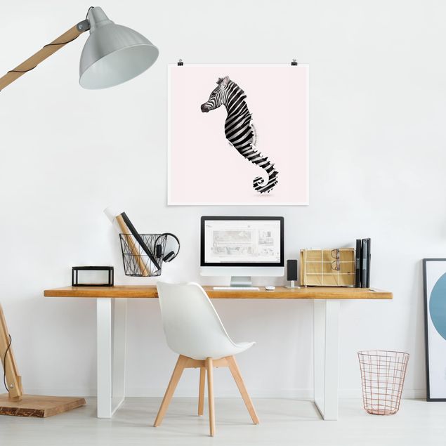 Poster - Jonas Loose - Seepferdchen mit Zebrastreifen - Quadrat 1:1