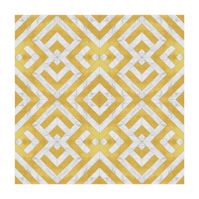Vinyl-Teppich - Geometrischer Fliesenmix Art Deco Gold Marmor - Quadrat 1:1