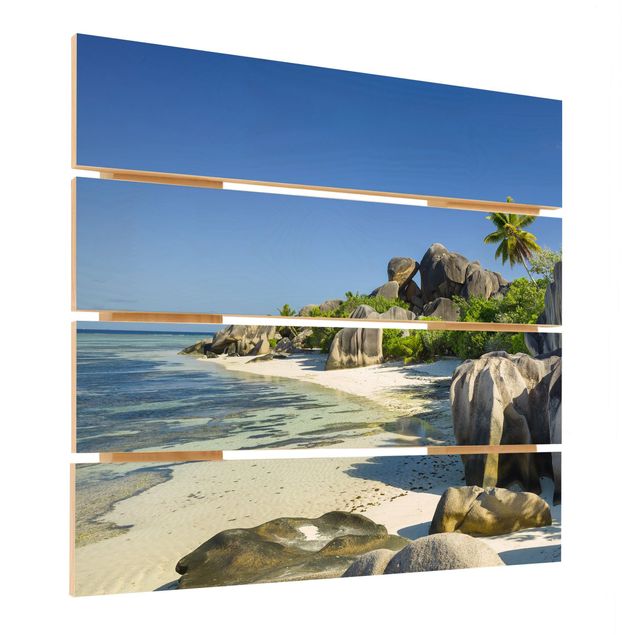Holzbilder Traumstrand Seychellen