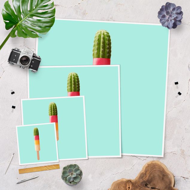 Poster - Jonas Loose - Eis mit Kaktus - Quadrat 1:1