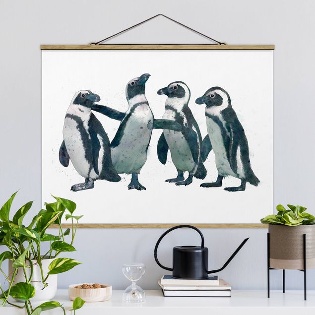 Graves Bilder Illustration Pinguine Schwarz Weiß Aquarell