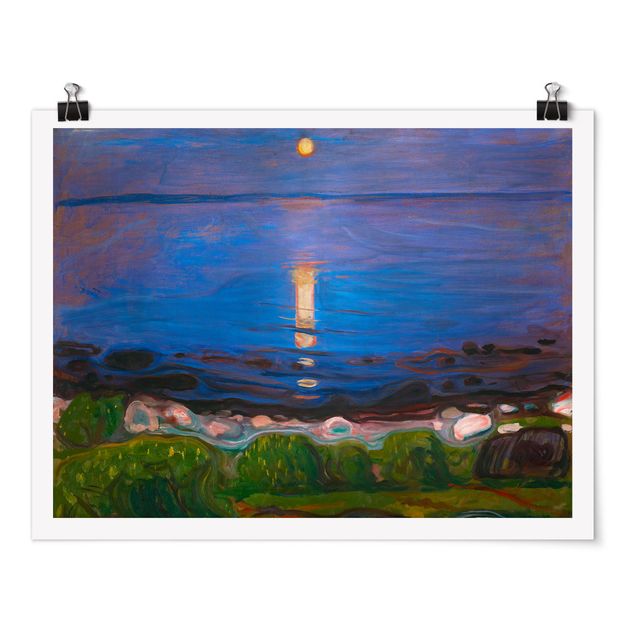 Poster Landschaft Edvard Munch - Sommernacht am Meeresstrand