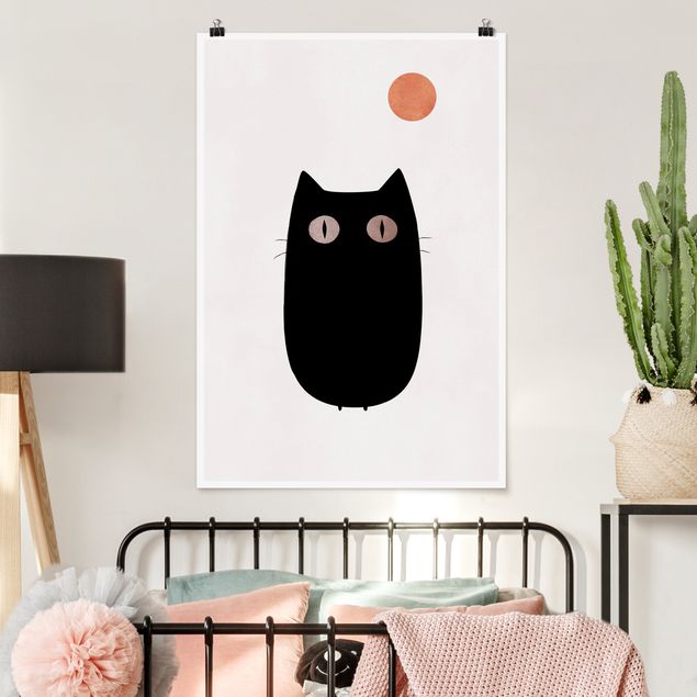 Poster Katzen Schwarze Katze Illustration