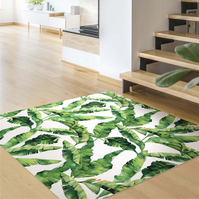 Moderne Teppiche Bananenblatt Aquarell Muster