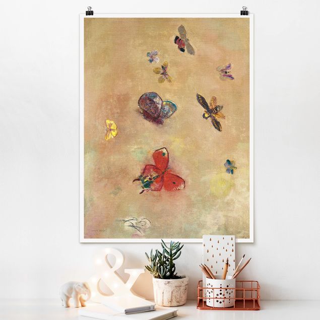 Poster - Odilon Redon - Bunte Schmetterlinge - Hochformat 3:4