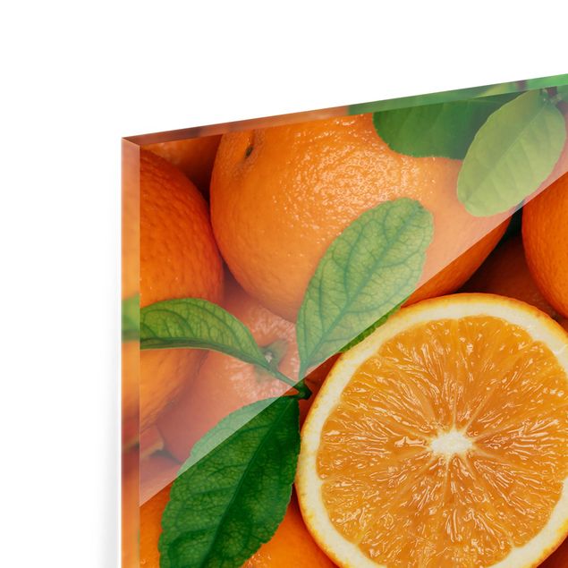 Spritzschutz Glas - Saftige Orangen - Panorama - 5:2
