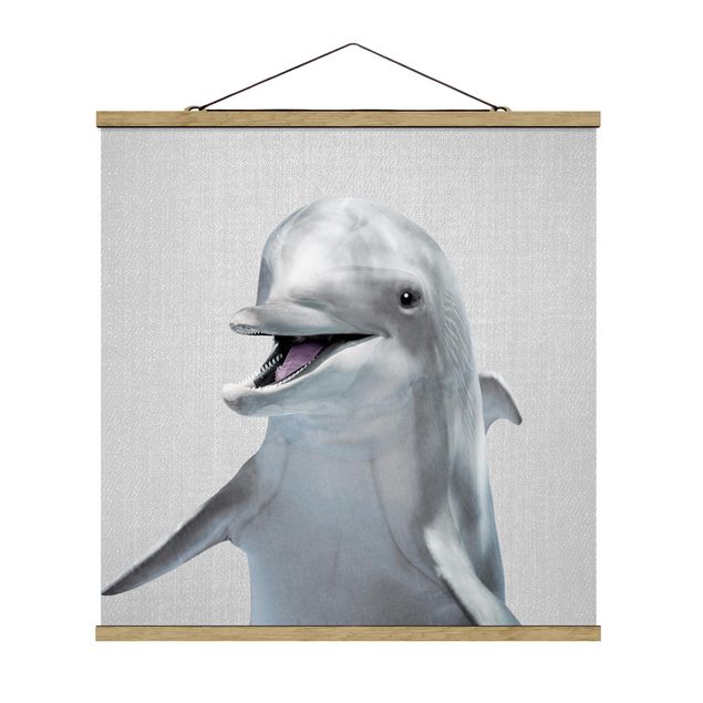 Stoffbild mit Posterleisten - Delfin Diddi - Quadrat 1:1