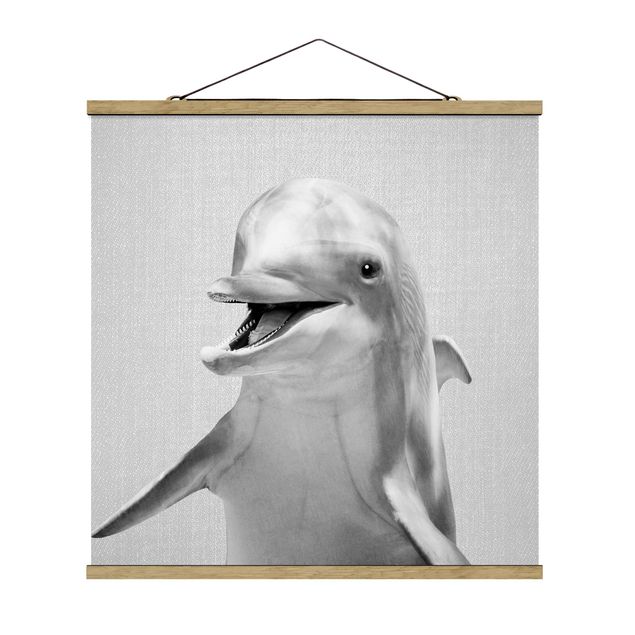Moderne Poster Delfin Diddi Schwarz Weiß