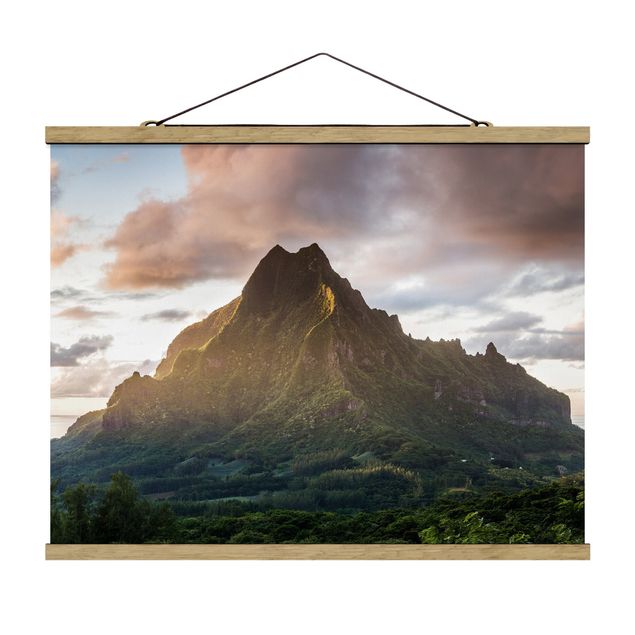 Stoffbild mit Posterleisten - Der Berg - Querformat