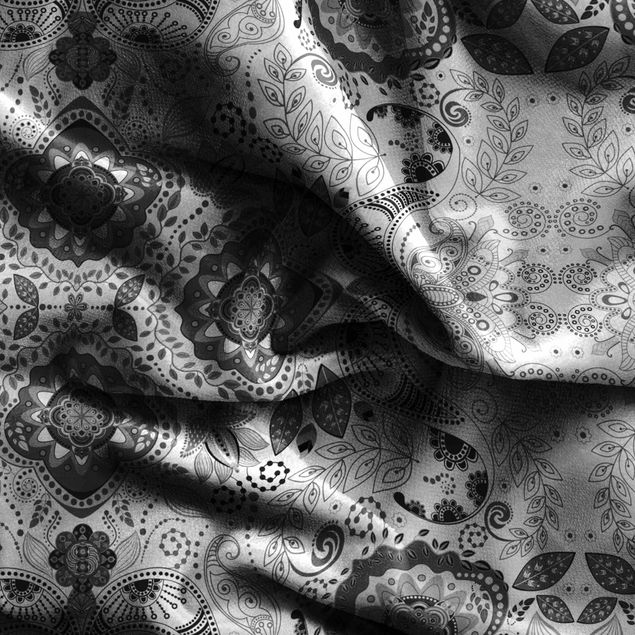 Vorhang blickdicht Detailliertes Boho Muster in Grau